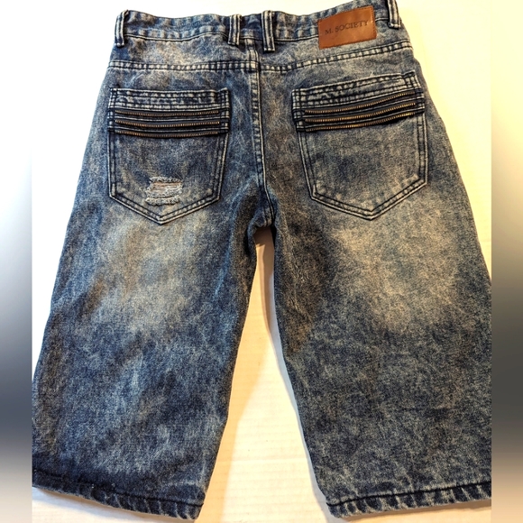 M. Society Denim Shorts Zippers Street Distressed Size 30 - Picture 2 of 7